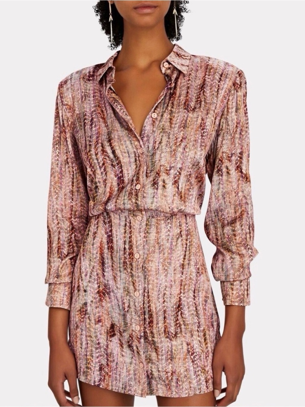 Alexis Multicolor Button-Front Printed Shirt Dress Size S